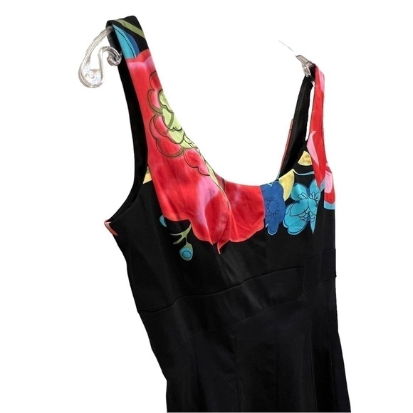 NINE WEST Black Floral Graphic A-Line Party Dress, Sundress, Size 6 - Picture 11 of 16